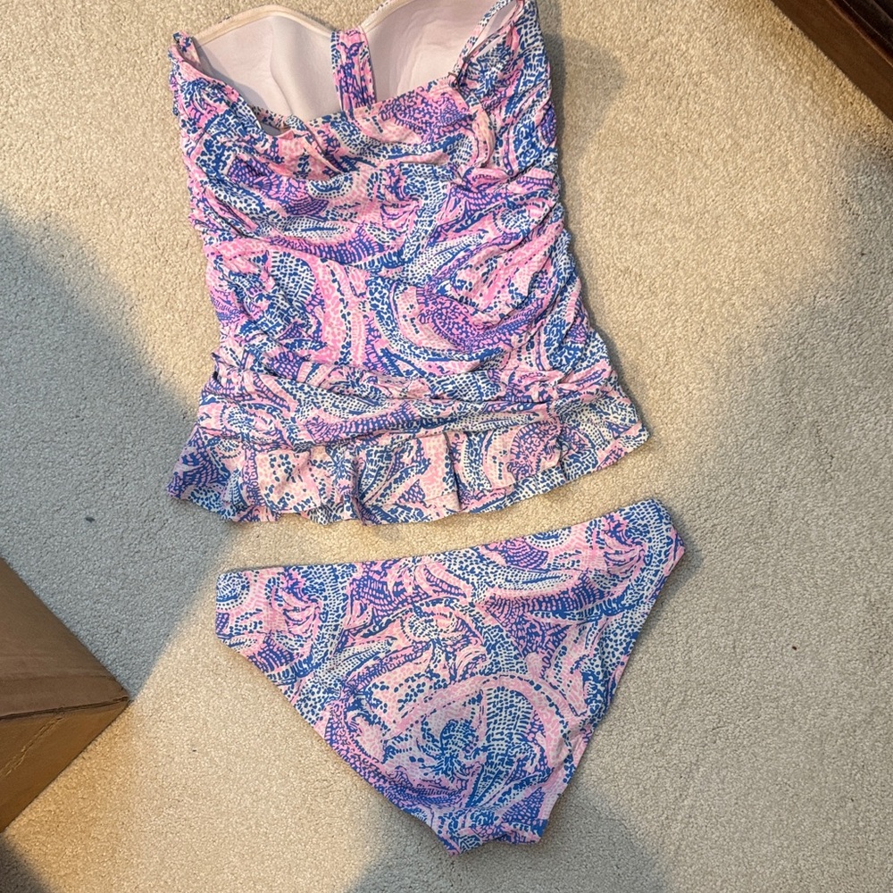 Lilly Pulitzer Coastal Blue Maybe Gator tankini - Picture 6 of 8